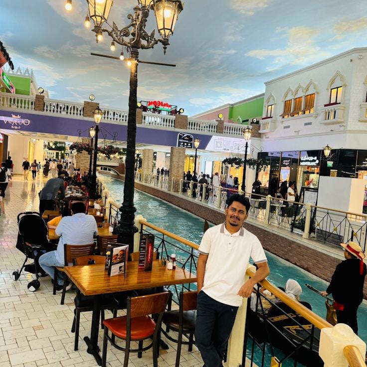 Modern shopping mall interior with family areas